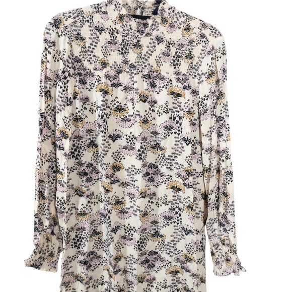 Rue De Femme Ariana Cream Long Sleeve Dress SZ S High Neck Coquette - Picture 4 of 9